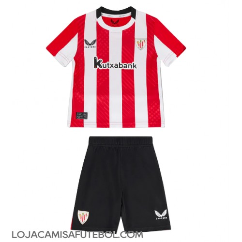 Camisa de Futebol Athletic Bilbao Equipamento Principal Infantil 2024-25 Manga Curta (+ Calças curtas)